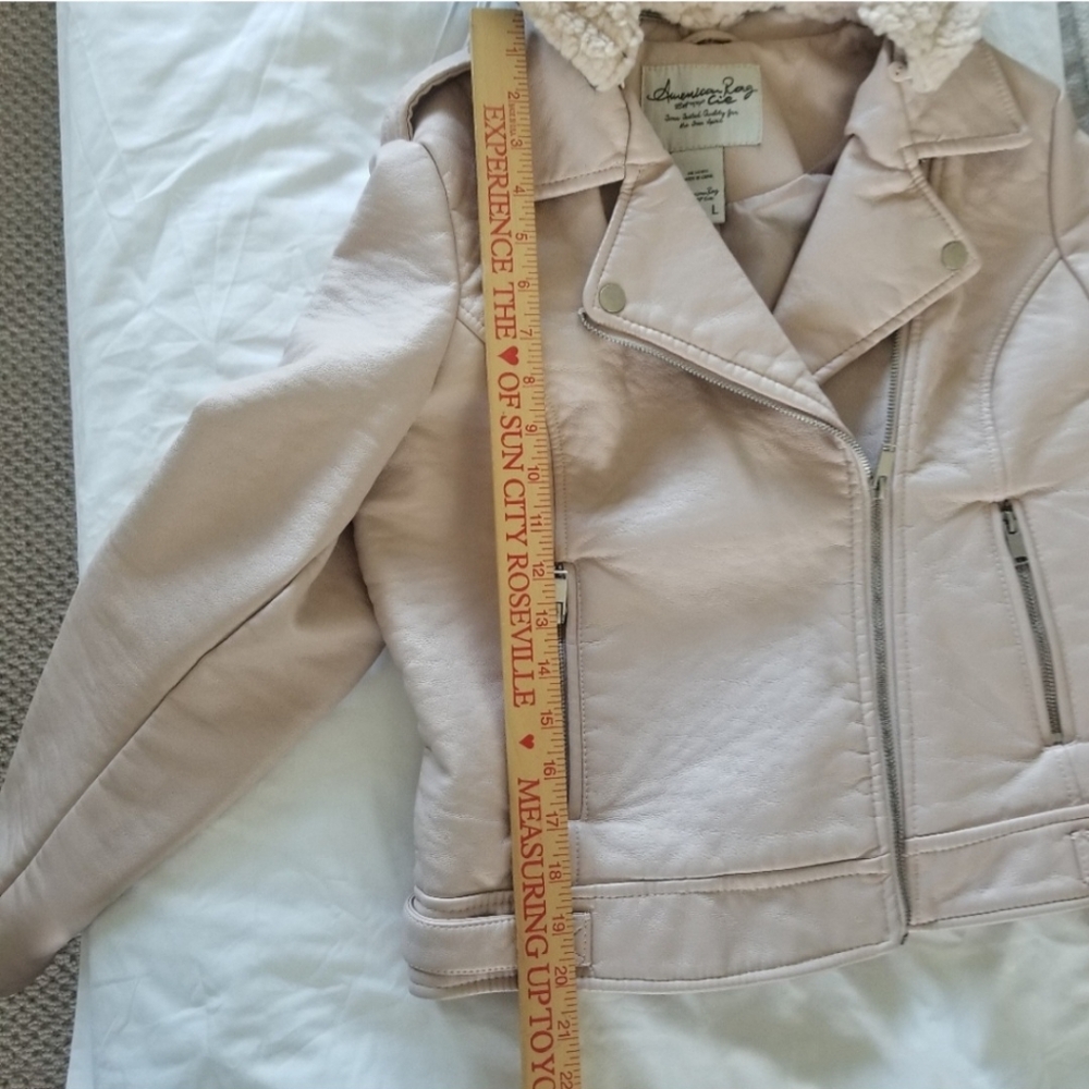 American Rag Faux Leather Moto Jacket in Pink Size Large NWT - Picture 9 of 15